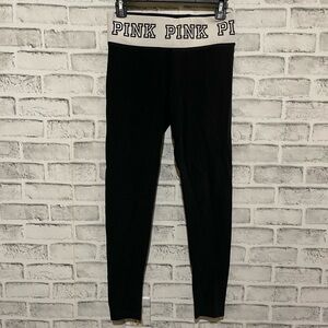 Women’s Victoria’s Secret PINK black Y2K ankle white waistband leggings Small